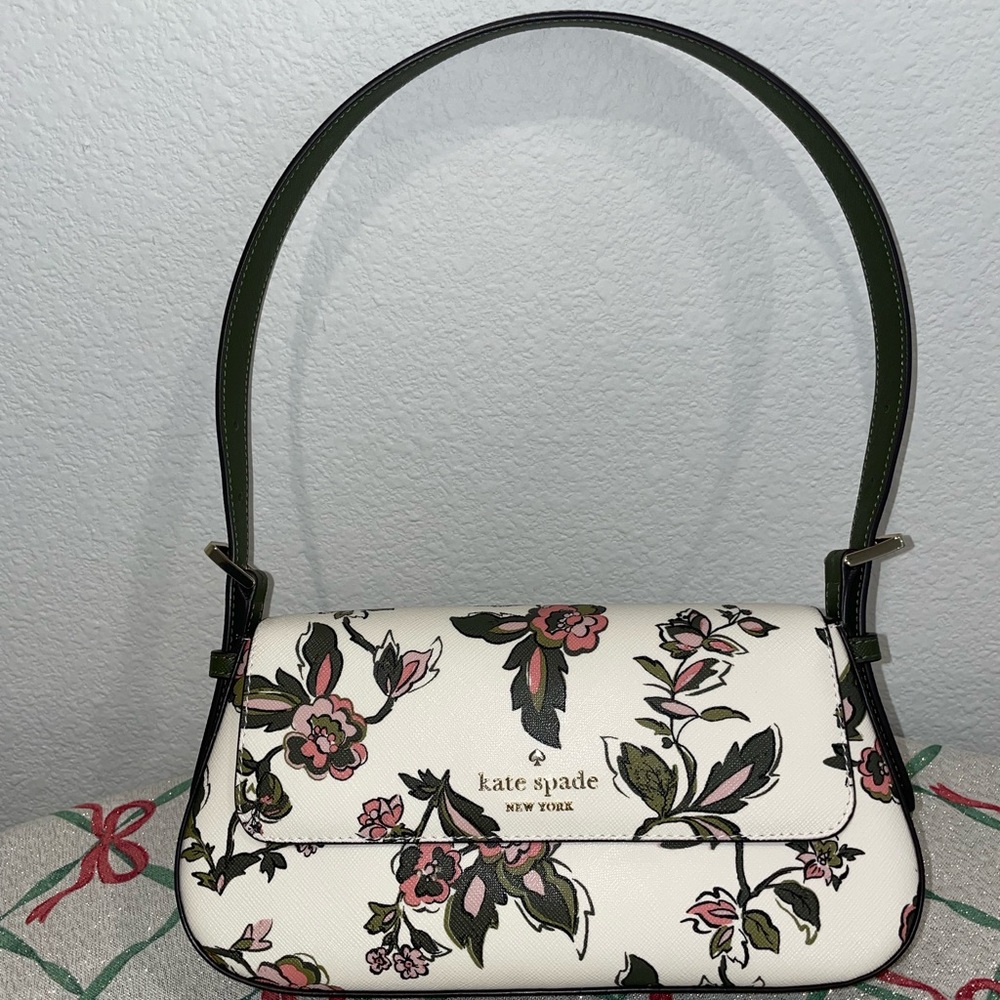 Kate Spade Madison Floral Small Shoulder Bag, Meringue with matching wallet